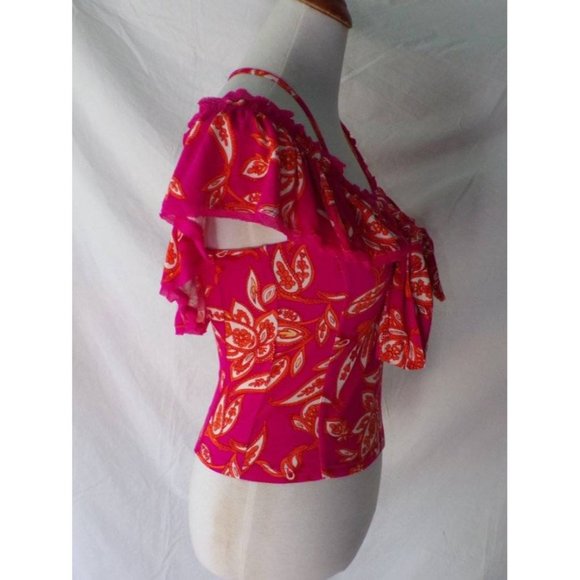 FREE PEOPLE Cha Cha Ruffle Off-shoulder Top Paisley X-Small 0-2 NEW - Picture 10 of 12